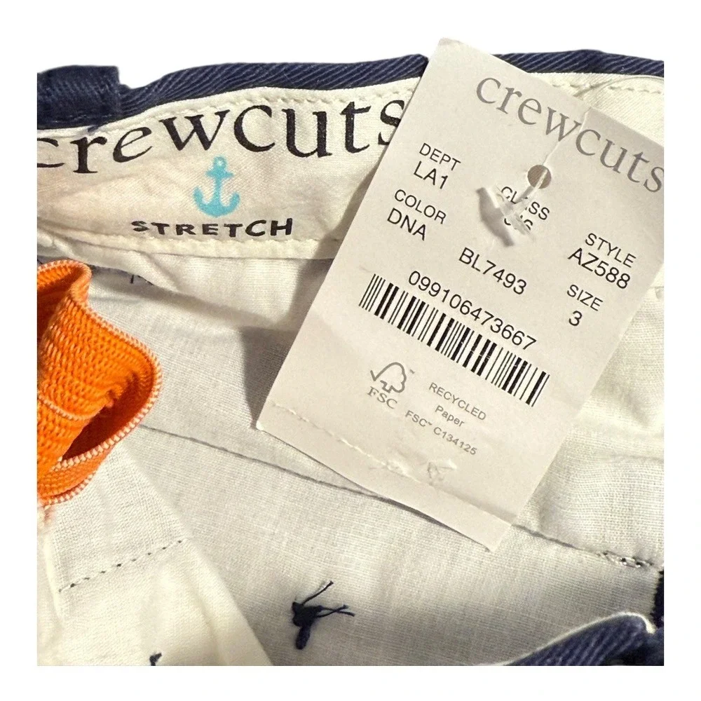 Crewcuts Boys Dark Navy Blue Slim-Fit‎ Stretch Chino Pants Size 3 NWT